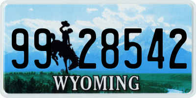 WY license plate 9928542