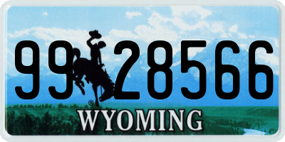 WY license plate 9928566