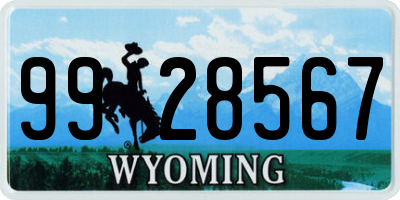 WY license plate 9928567