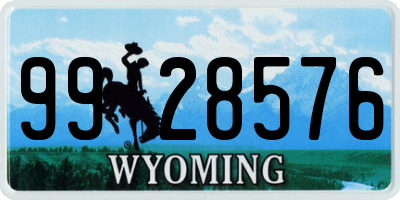 WY license plate 9928576