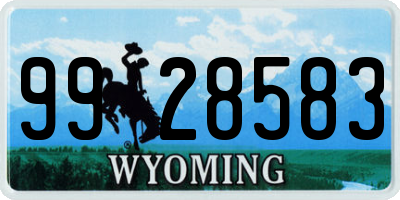 WY license plate 9928583