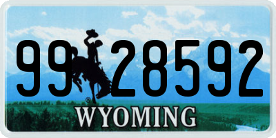 WY license plate 9928592