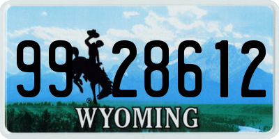 WY license plate 9928612