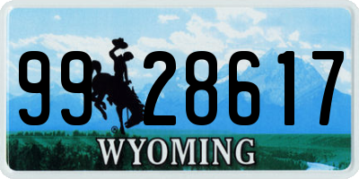 WY license plate 9928617
