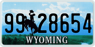 WY license plate 9928654