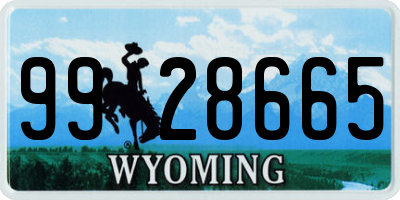 WY license plate 9928665