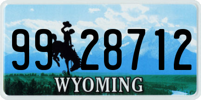 WY license plate 9928712