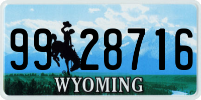 WY license plate 9928716