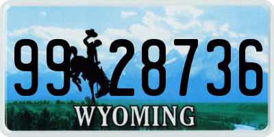WY license plate 9928736
