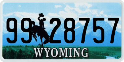 WY license plate 9928757