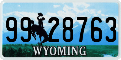 WY license plate 9928763