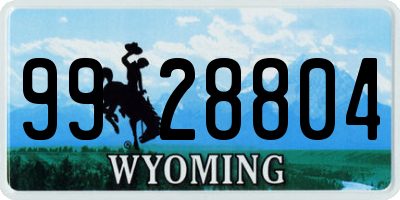 WY license plate 9928804
