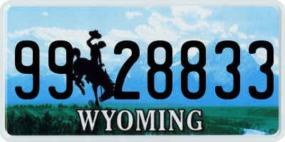 WY license plate 9928833