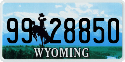 WY license plate 9928850