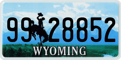 WY license plate 9928852