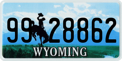 WY license plate 9928862