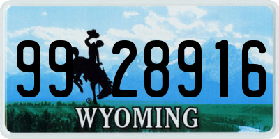 WY license plate 9928916