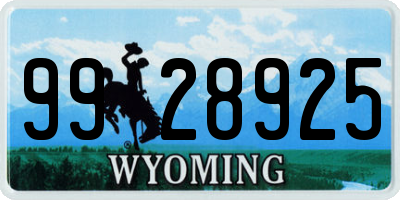 WY license plate 9928925