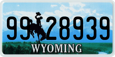 WY license plate 9928939