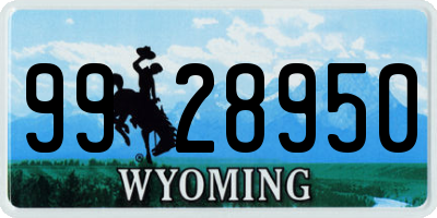 WY license plate 9928950