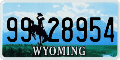 WY license plate 9928954