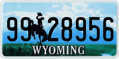 WY license plate 9928956