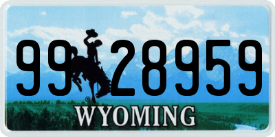WY license plate 9928959