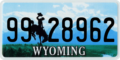 WY license plate 9928962