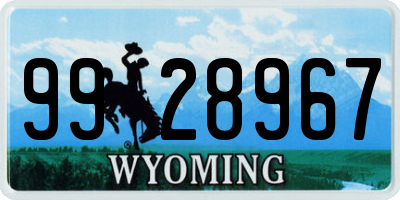 WY license plate 9928967