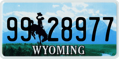 WY license plate 9928977