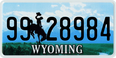 WY license plate 9928984