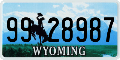 WY license plate 9928987
