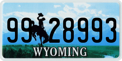 WY license plate 9928993