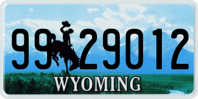 WY license plate 9929012