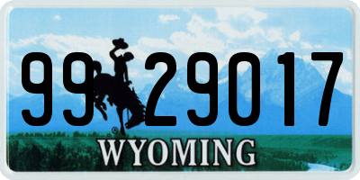 WY license plate 9929017