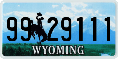 WY license plate 9929111