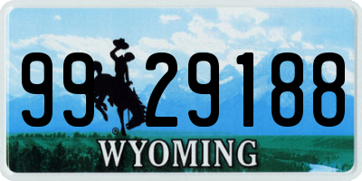 WY license plate 9929188