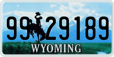 WY license plate 9929189