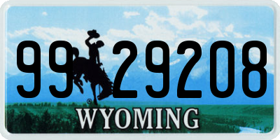 WY license plate 9929208