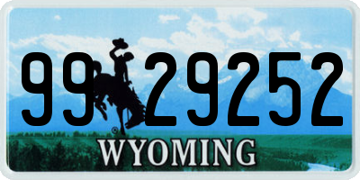 WY license plate 9929252