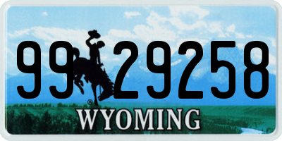 WY license plate 9929258
