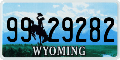 WY license plate 9929282