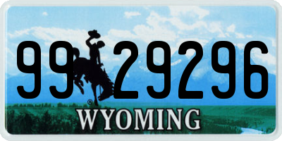 WY license plate 9929296