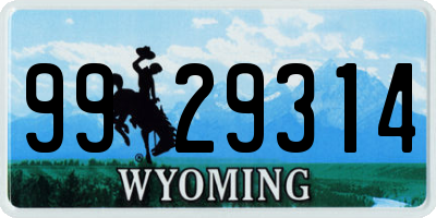 WY license plate 9929314