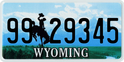 WY license plate 9929345