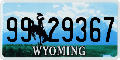 WY license plate 9929367