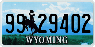 WY license plate 9929402