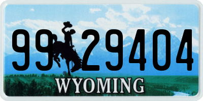 WY license plate 9929404