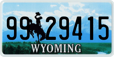 WY license plate 9929415