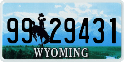 WY license plate 9929431